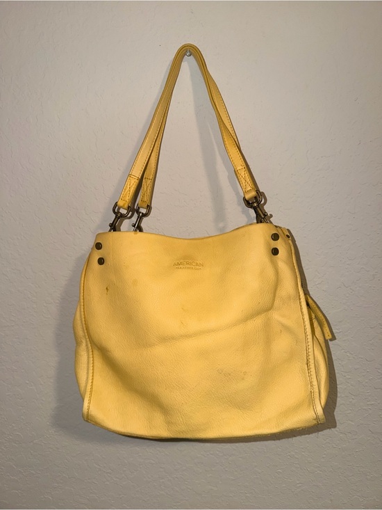 American Eagle Outfitters Handbags - American Leather‎ Co. Yellow Leather Hobo Shoulder Bag Large Soft Pebbled purse